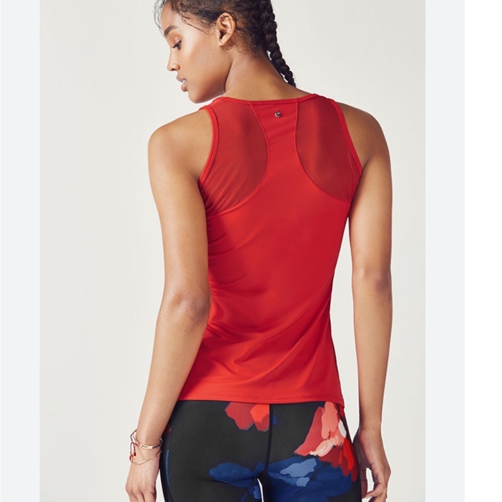 Fabletics Helena Tank Red Mesh Racerback Workout Top Small - Picture 4 of 10
